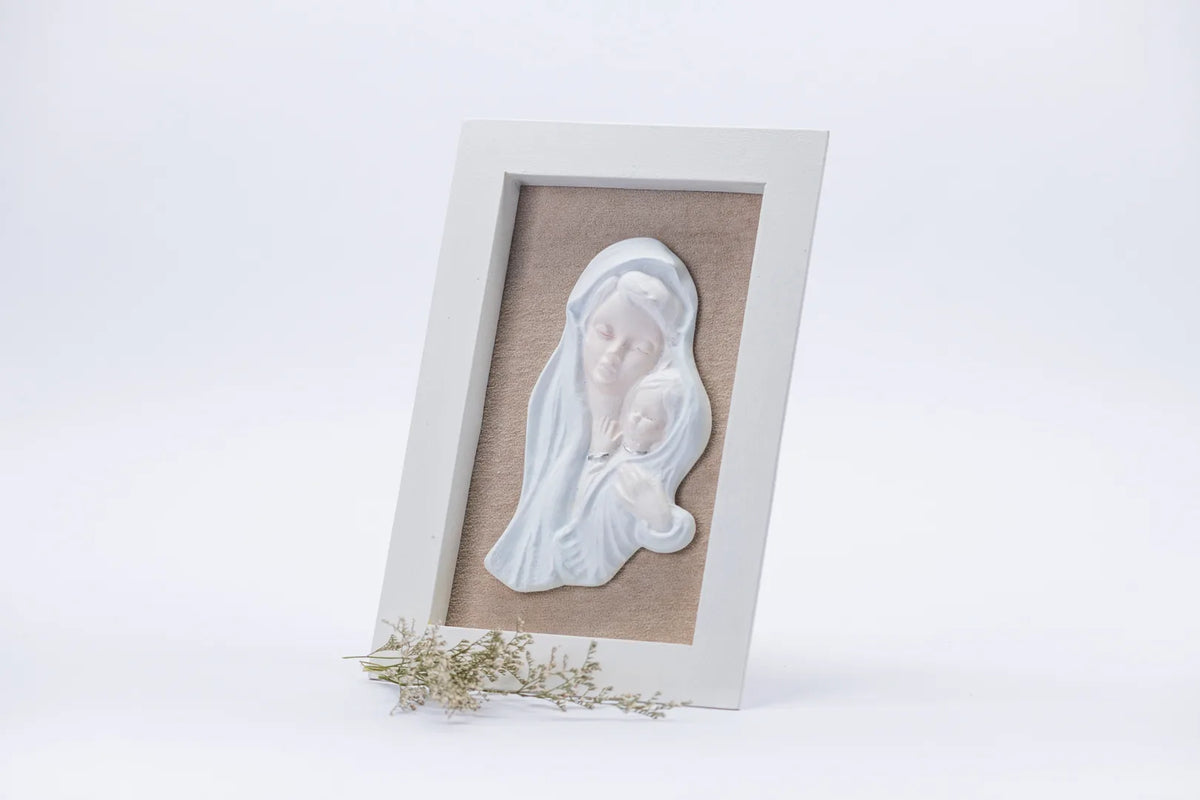 Cuadro azul de Virgen con Niño