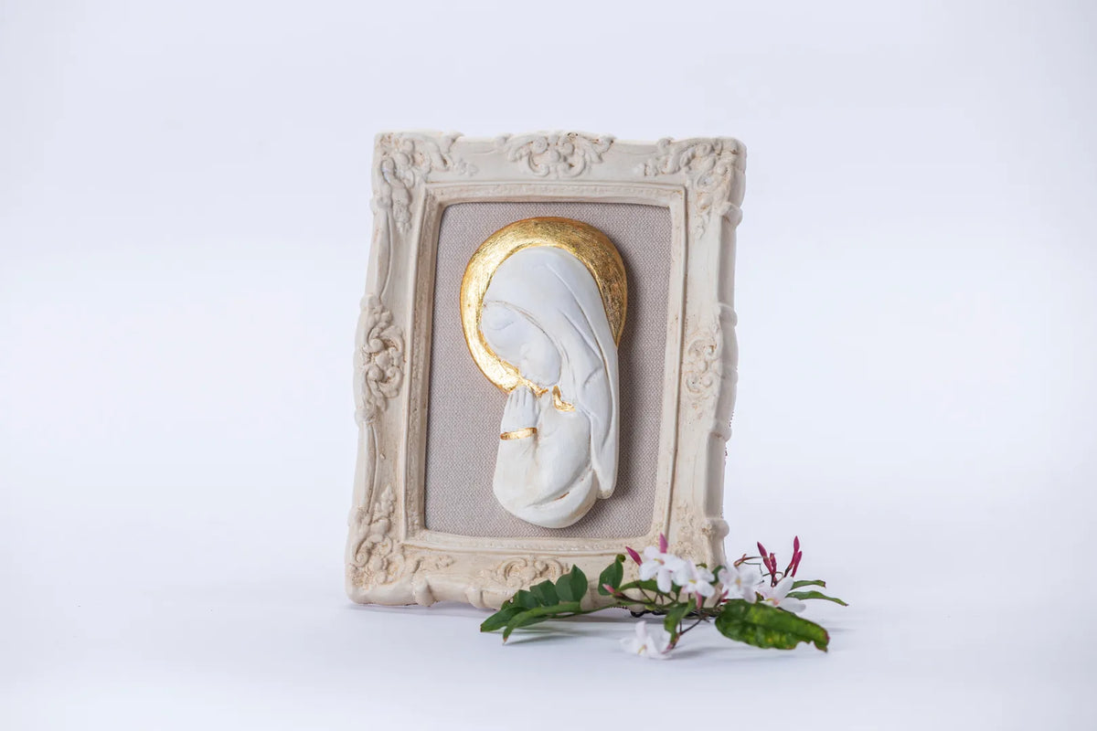 Cuadro Virgen con Niño y halo dorado