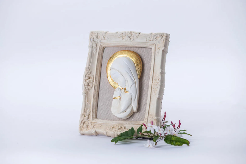 Cuadro Virgen con Niño y halo dorado