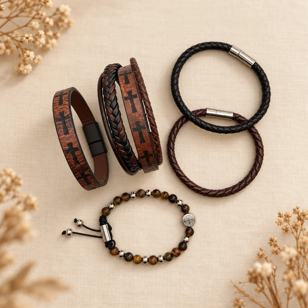 Set de pulseras de cuero