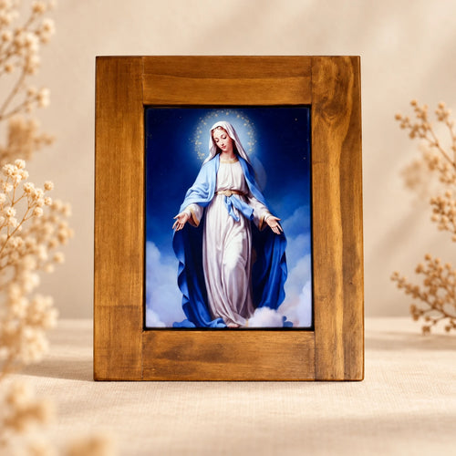 Azulejo de Virgen Milagrosa con cielo estrellado